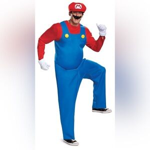 SuperMario Red and Blue Costume with Hat, Belly, Gloves & mustache